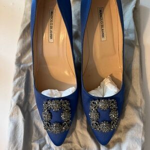 Manolo Blahnik Blue Hangisi 2” Heels